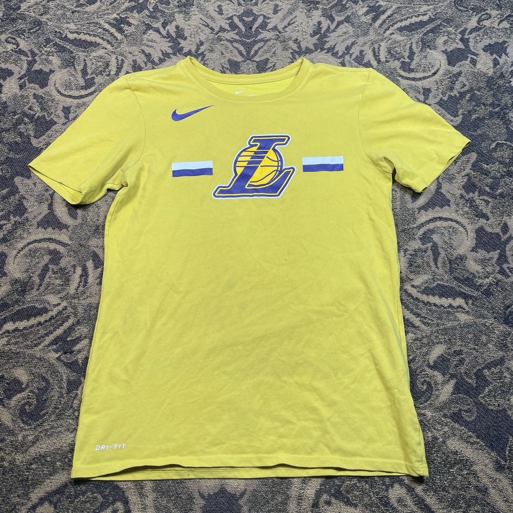 Nike Los Angeles Lakers Shirt Mens Size Small Gold NBA Warm Up Practice Athletic